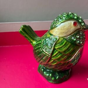 Swarovski Green and Gold Bird Jewelry Organizer